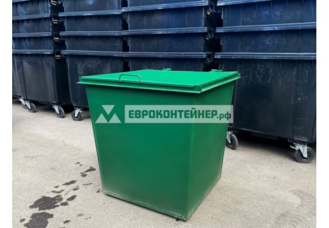 Контейнер для мусора металлический крашенный 0.75 м3 с крышкой